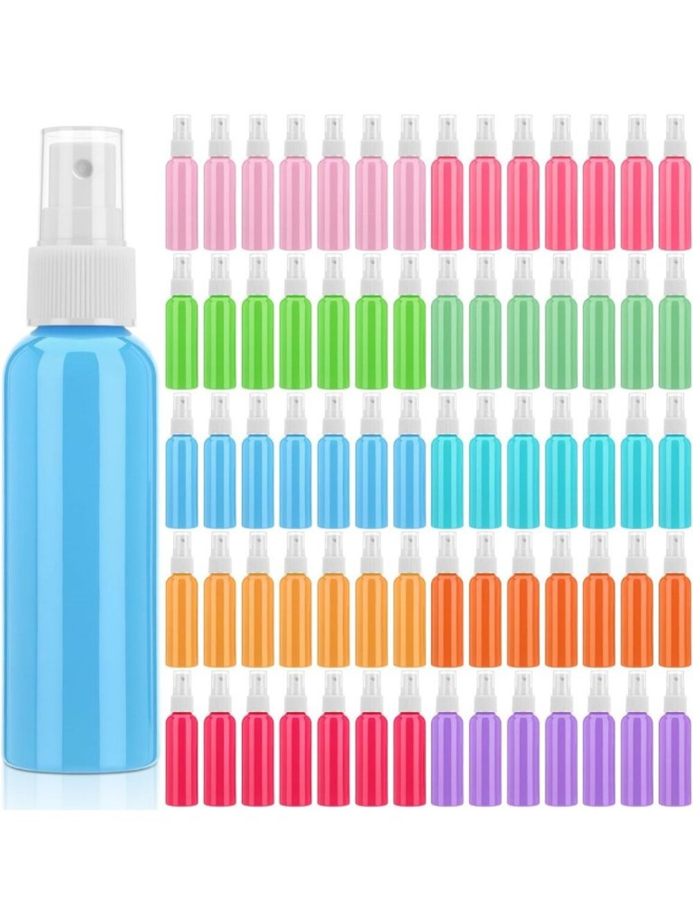 100 Pack Mini Spray Bottles - 2 oz Fine Mist, Colorful & Refillable for DIY